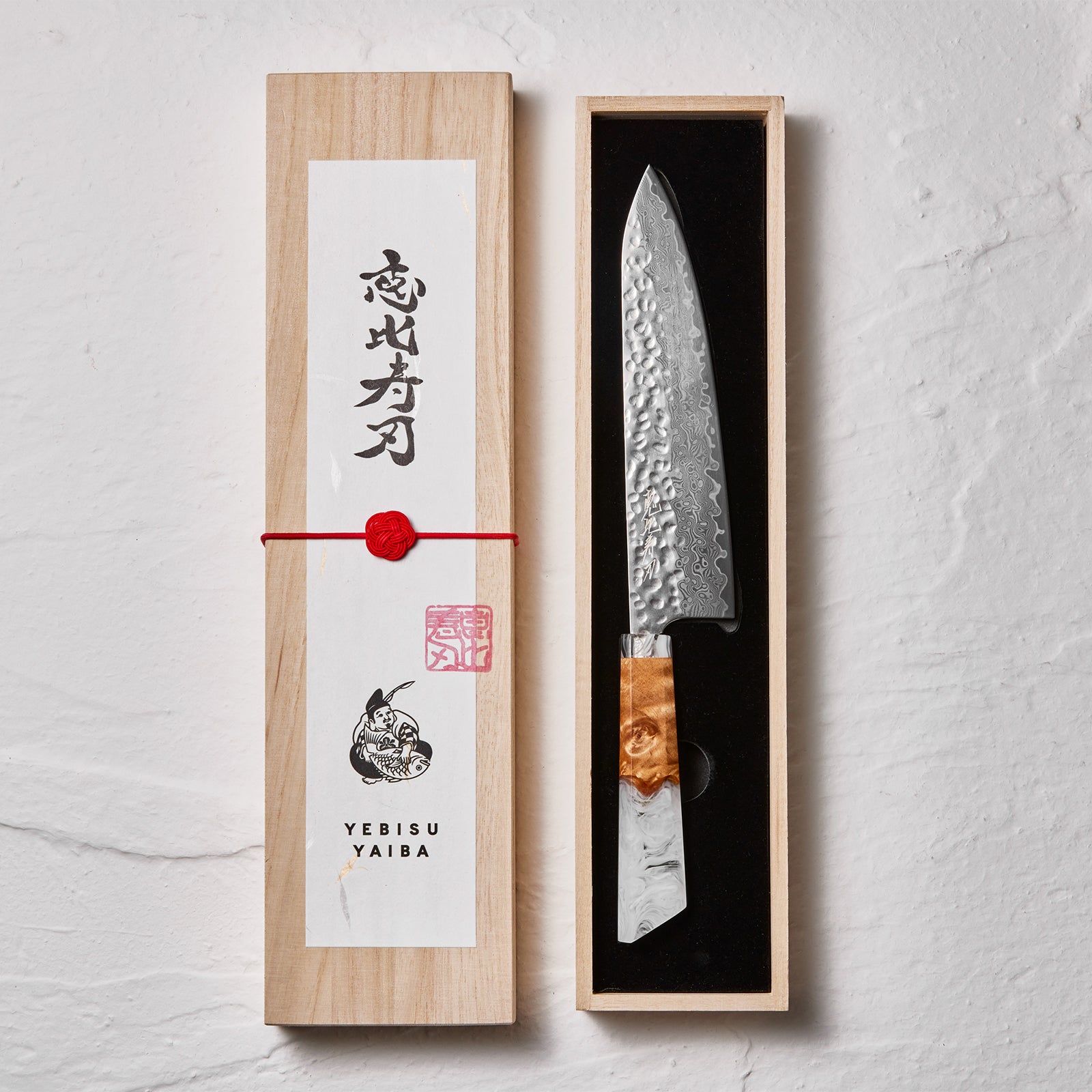 恵比寿刃 月 -tsuki- 三徳包丁 白 17cm / VG-10 槌目ダマスカス YEBISU YAIBA